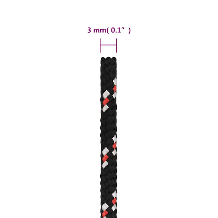 Frânghie de barcă, negru, 3 mm, 500 m, polipropilenă - WALTI WALTI