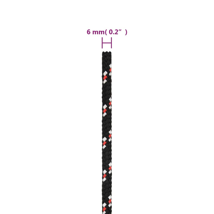 Frânghie de barcă, negru, 6 mm, 50 m, polipropilenă - WALTI WALTI