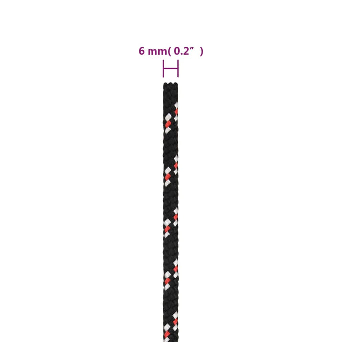 Frânghie de barcă, negru, 6 mm, 250 m, polipropilenă - WALTI WALTI