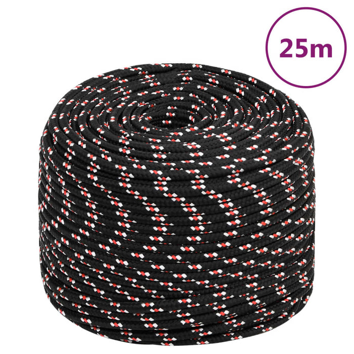 Frânghie de barcă, negru, 8 mm, 25 m, polipropilenă - WALTI WALTI