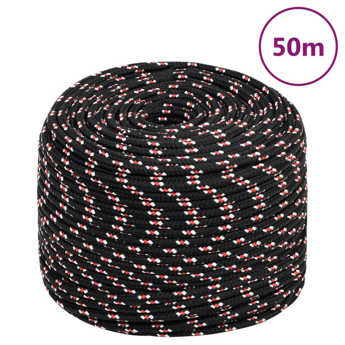Frânghie de barcă, negru, 8 mm, 50 m, polipropilenă - WALTI WALTI
