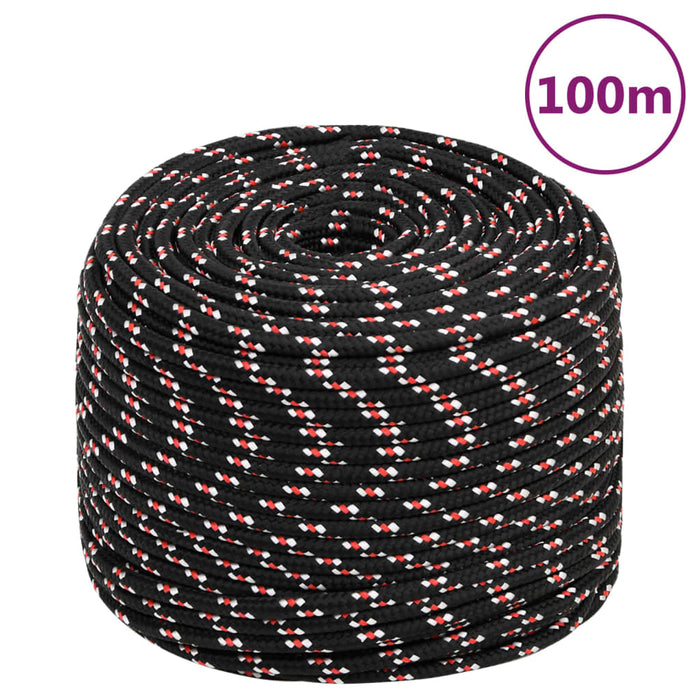 Frânghie de barcă, negru, 10 mm, 100 m, polipropilenă - WALTI WALTI