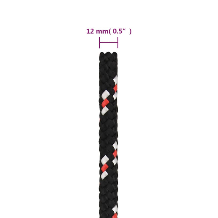 Frânghie de barcă, negru, 12 mm, 100 m, polipropilenă - WALTI WALTI