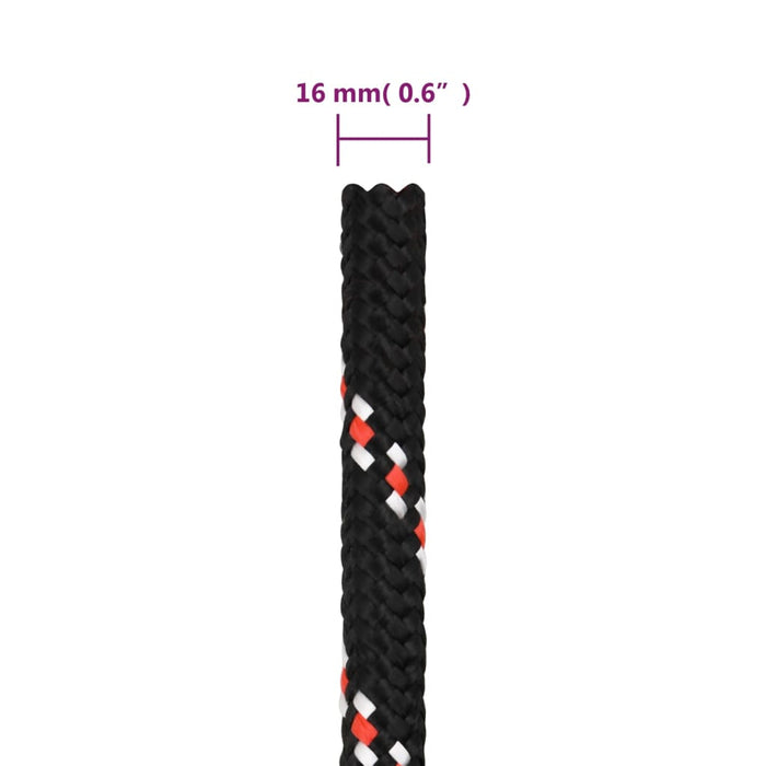 Frânghie de barcă, negru, 16 mm, 25 m, polipropilenă - WALTI WALTI