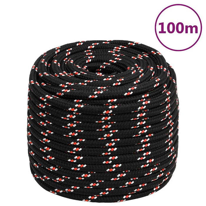 Frânghie de barcă, negru, 16 mm, 100 m, polipropilenă - WALTI WALTI
