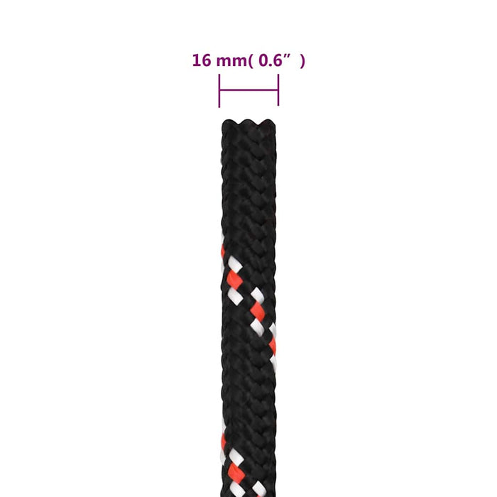 Frânghie de barcă, negru, 16 mm, 100 m, polipropilenă - WALTI WALTI