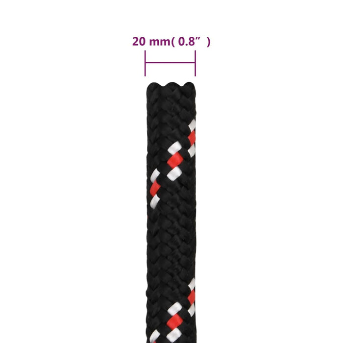 Frânghie de barcă, negru, 20 mm, 100 m, polipropilenă - WALTI WALTI