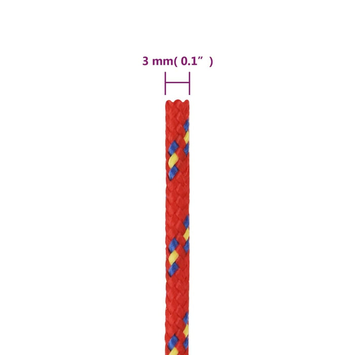 Frânghie de barcă, roșu, 3 mm, 50 m, polipropilenă - WALTI WALTI