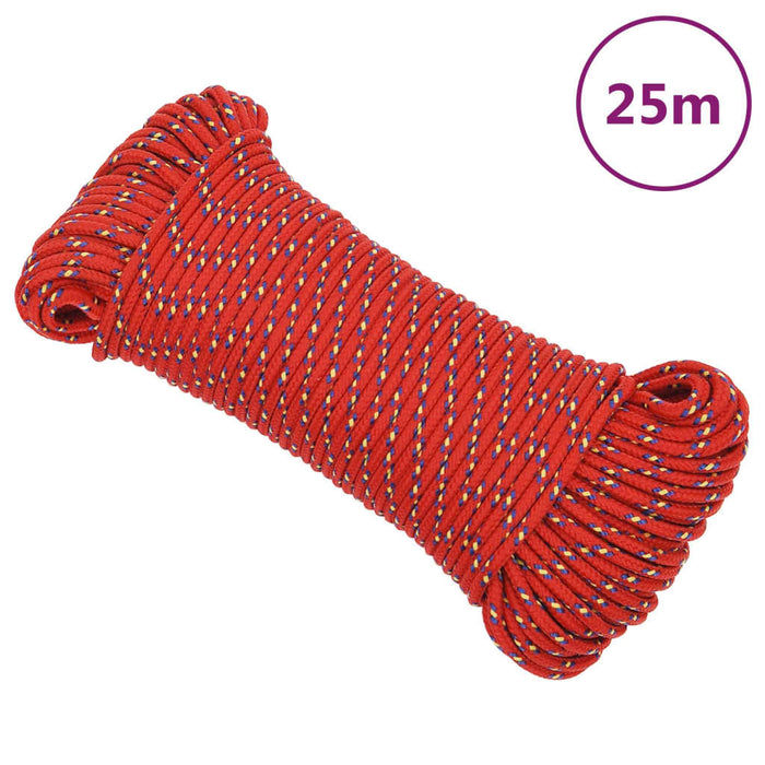 Frânghie de barcă, roșu, 4 mm, 25 m, polipropilenă - WALTI WALTI