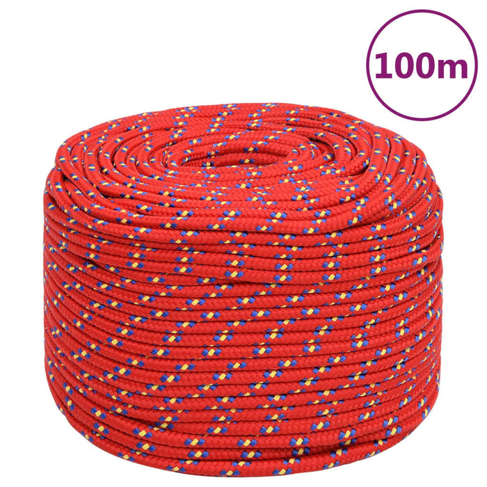 Frânghie de barcă, roșu, 10 mm, 100 m, polipropilenă - WALTI WALTI