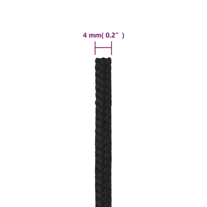 Frânghie de barcă, negru complet, 4 mm, 100 m, polipropilenă - WALTI WALTI