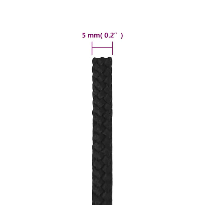 Frânghie de barcă, negru complet, 5 mm, 50 m, polipropilenă - WALTI WALTI