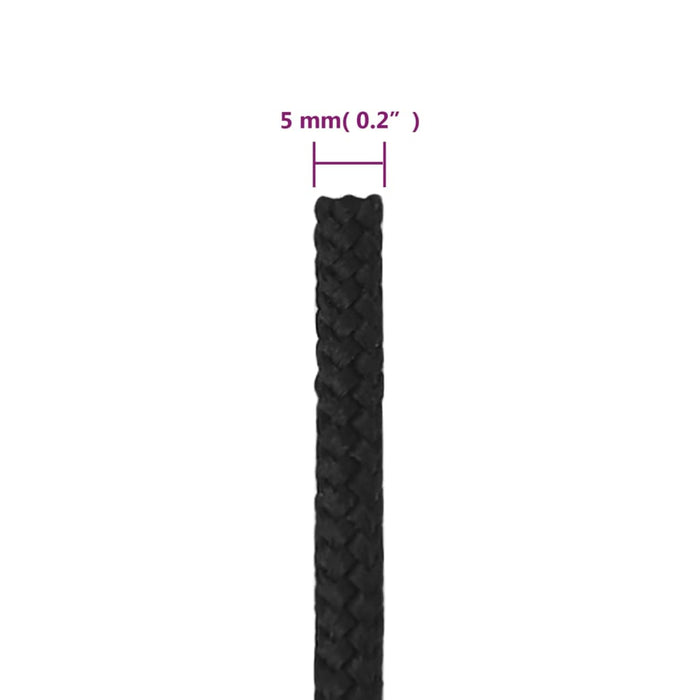 Frânghie de barcă, negru complet, 5 mm, 100 m, polipropilenă - WALTI WALTI