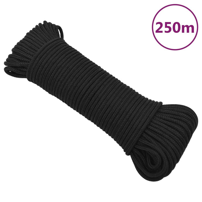 Frânghie de barcă, negru complet, 5 mm, 250 m, polipropilenă - WALTI WALTI