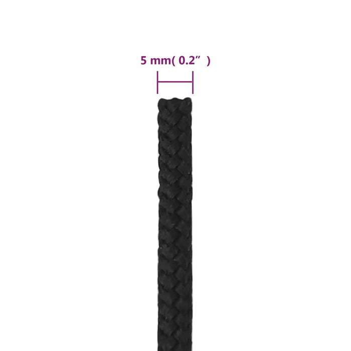 Frânghie de barcă, negru complet, 5 mm, 250 m, polipropilenă - WALTI WALTI