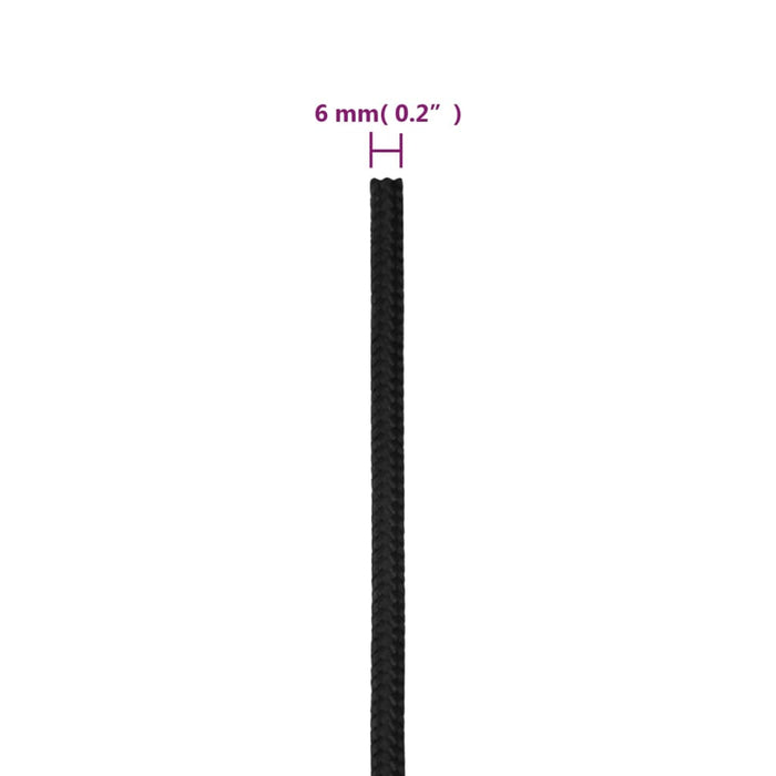 Frânghie de barcă, negru complet, 6 mm, 50 m, polipropilenă - WALTI WALTI