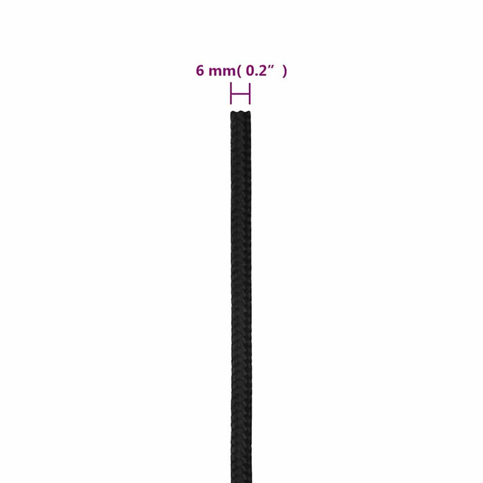 Frânghie de barcă, negru complet, 6 mm, 100 m, polipropilenă - WALTI WALTI