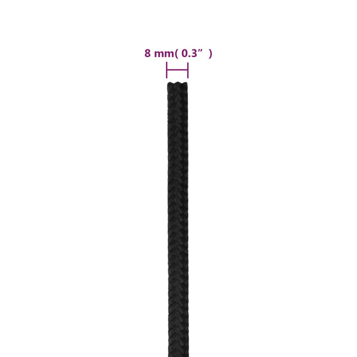 Frânghie de barcă, negru complet, 8 mm, 100 m, polipropilenă - WALTI WALTI