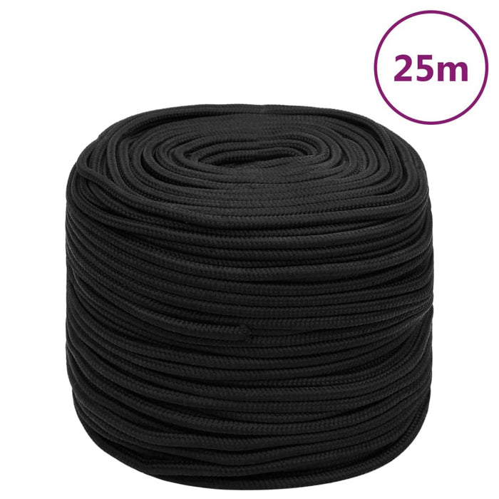 Frânghie de barcă, negru complet, 10 mm, 25 m, polipropilenă - WALTI WALTI