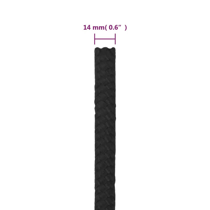 Frânghie de barcă, negru complet, 14 mm, 25 m, polipropilenă - WALTI WALTI