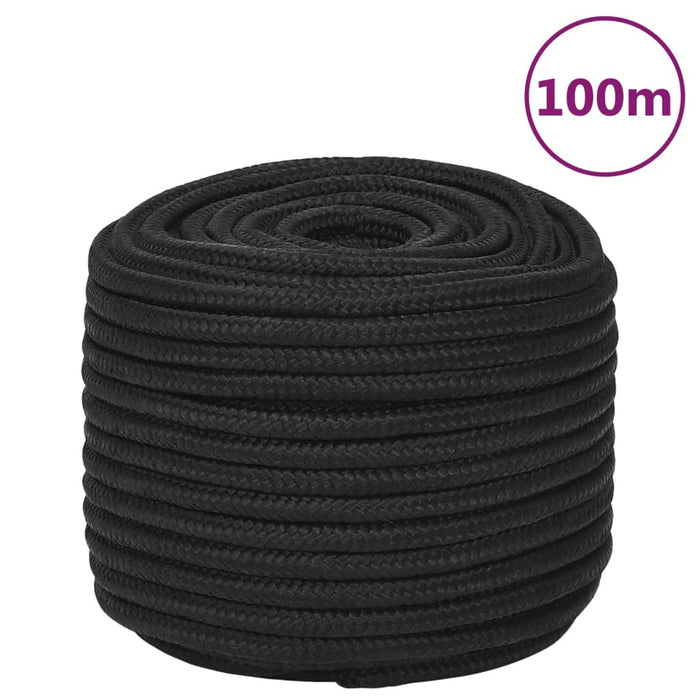 Frânghie de barcă, negru complet, 14 mm, 100 m, polipropilenă WALTI