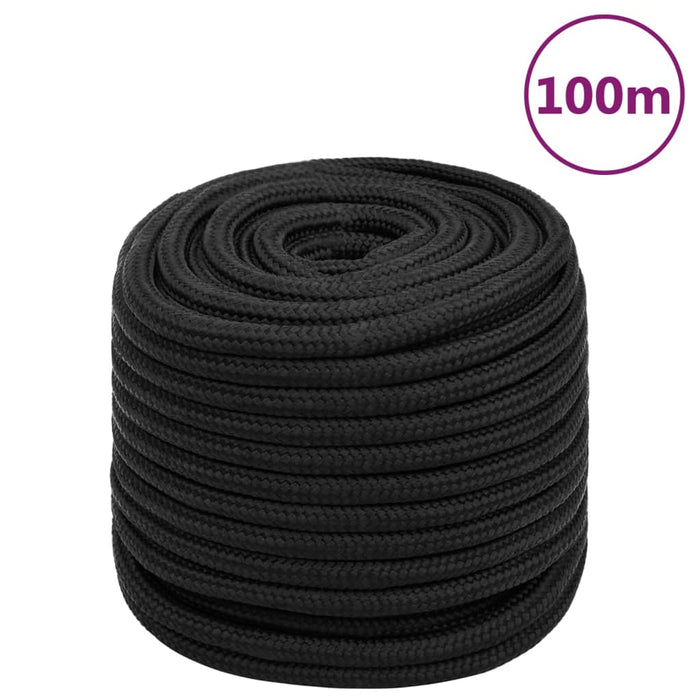 Frânghie de barcă, negru complet, 16 mm, 100 m, polipropilenă WALTI