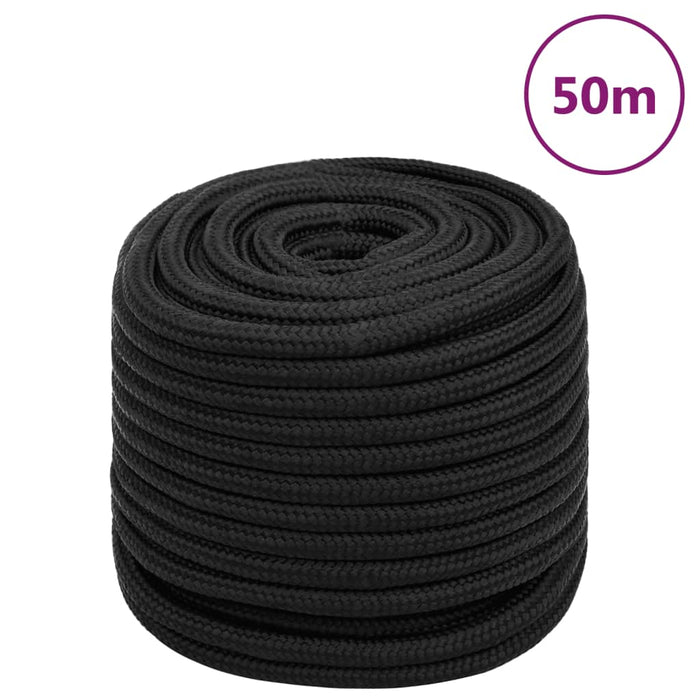 Frânghie de barcă, negru complet, 18 mm, 50 m, polipropilenă WALTI