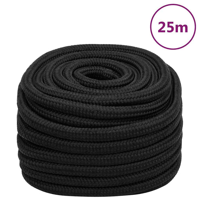 Frânghie de barcă, negru complet, 20 mm, 25 m, polipropilenă - WALTI WALTI