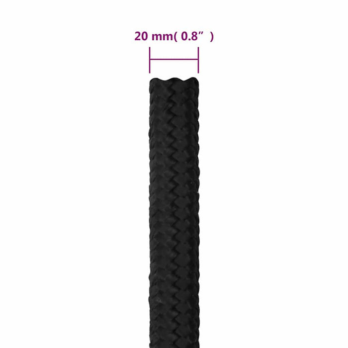 Frânghie de barcă, negru complet, 20 mm, 25 m, polipropilenă - WALTI WALTI