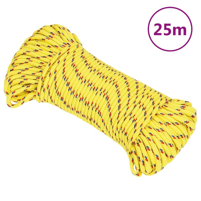 Frânghie de barcă, galben, 3 mm, 25 m, polipropilenă WALTI