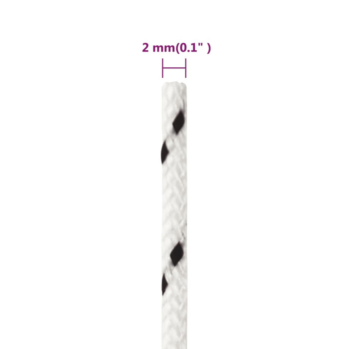 Frânghie împletită pentru barcă, alb, 2 mm x 50 m, poliester - WALTI WALTI