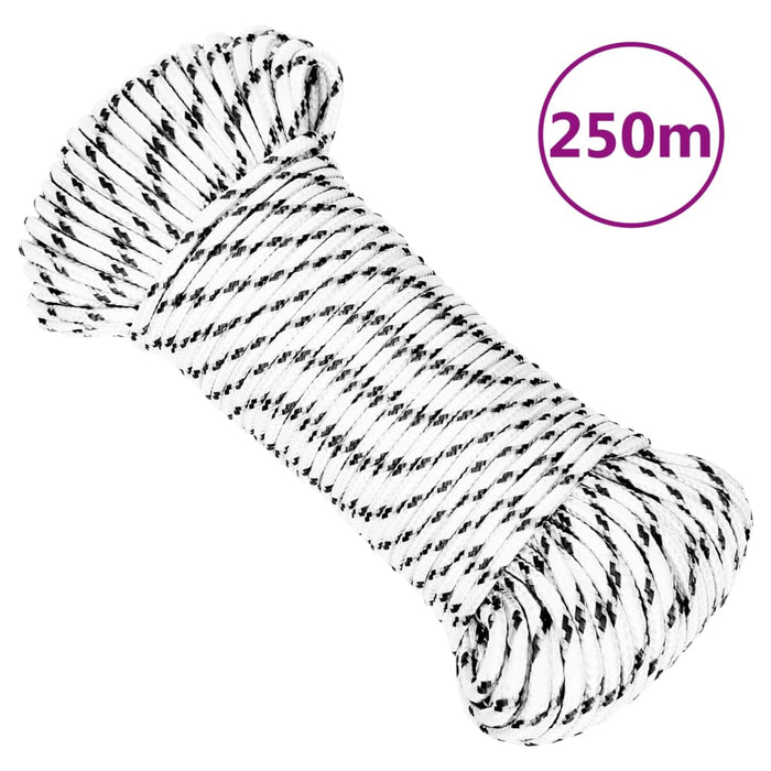 Frânghie împletită pentru barcă, alb, 4 mm x 250 m, poliester WALTI