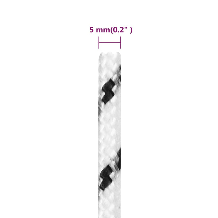 Frânghie împletită pentru barcă, alb, 5 mm x 25 m, poliester - WALTI WALTI