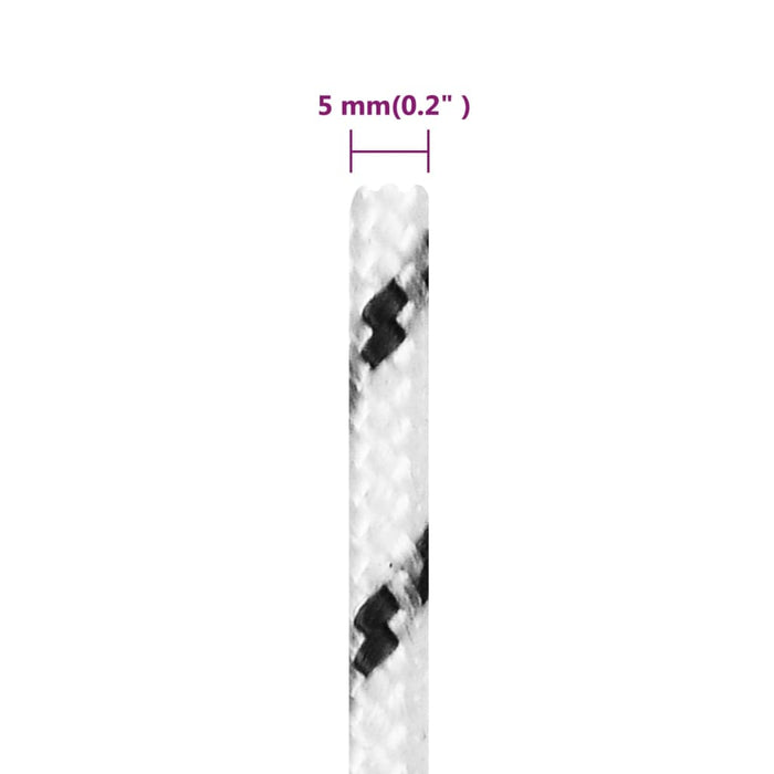 Frânghie împletită pentru barcă, alb, 5 mm x 50 m, poliester - WALTI WALTI