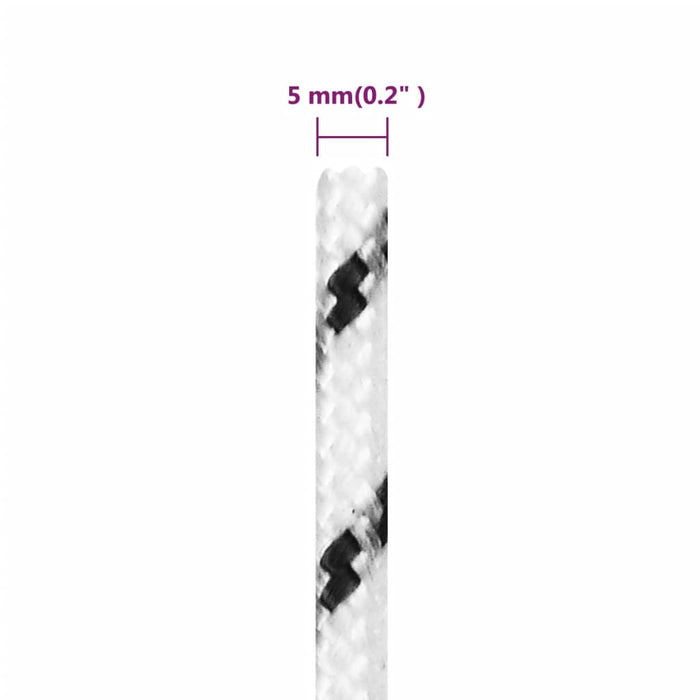 Frânghie împletită pentru barcă, alb, 5 mm x 100 m, poliester - WALTI WALTI