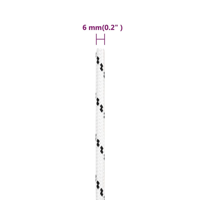 Frânghie împletită pentru barcă, alb, 6 mm x 25 m, poliester - WALTI WALTI