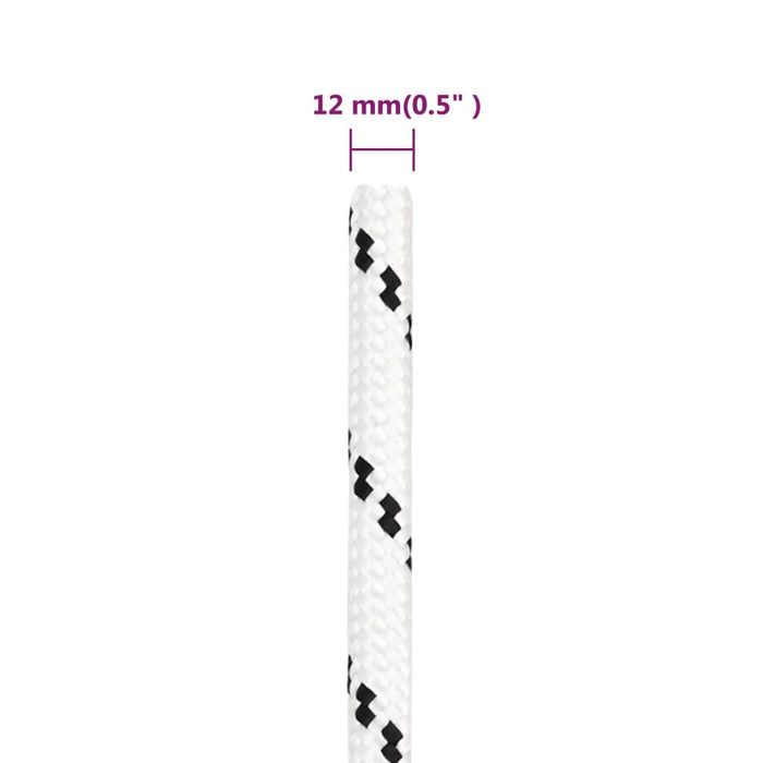 Frânghie împletită pentru barcă, alb, 12 mm x 100 m, poliester - WALTI WALTI
