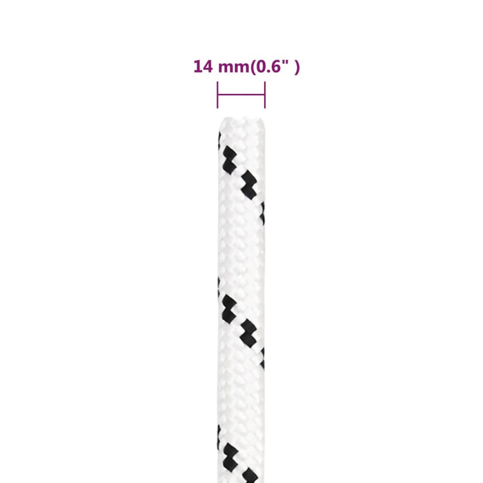 Frânghie împletită pentru barcă, alb, 14 mm x 25 m, poliester - WALTI WALTI