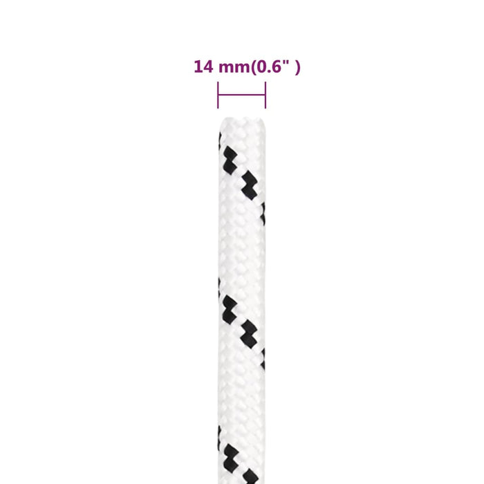 Frânghie împletită pentru barcă, alb, 14 mm x 100 m, poliester - WALTI WALTI