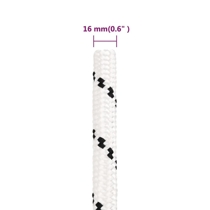 Frânghie împletită pentru barcă, alb, 16 mm x 50 m, poliester - WALTI WALTI