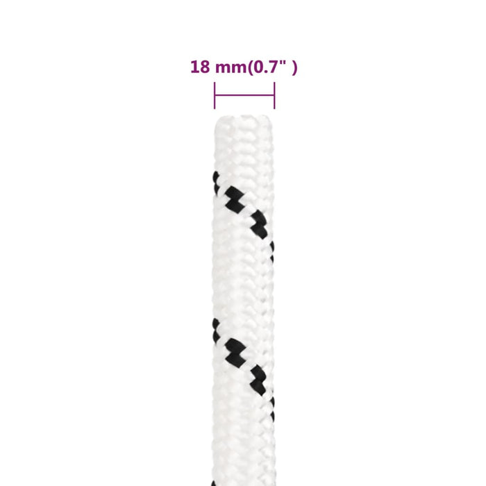 Frânghie împletită pentru barcă, alb, 18 mm x 25 m, poliester - WALTI WALTI