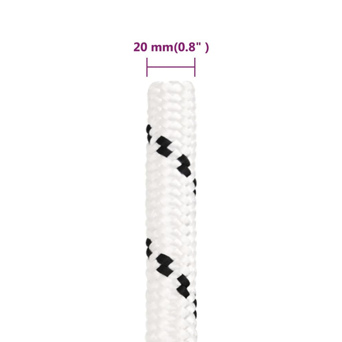 Frânghie împletită pentru barcă, alb, 20 mm x 50 m, poliester - WALTI WALTI