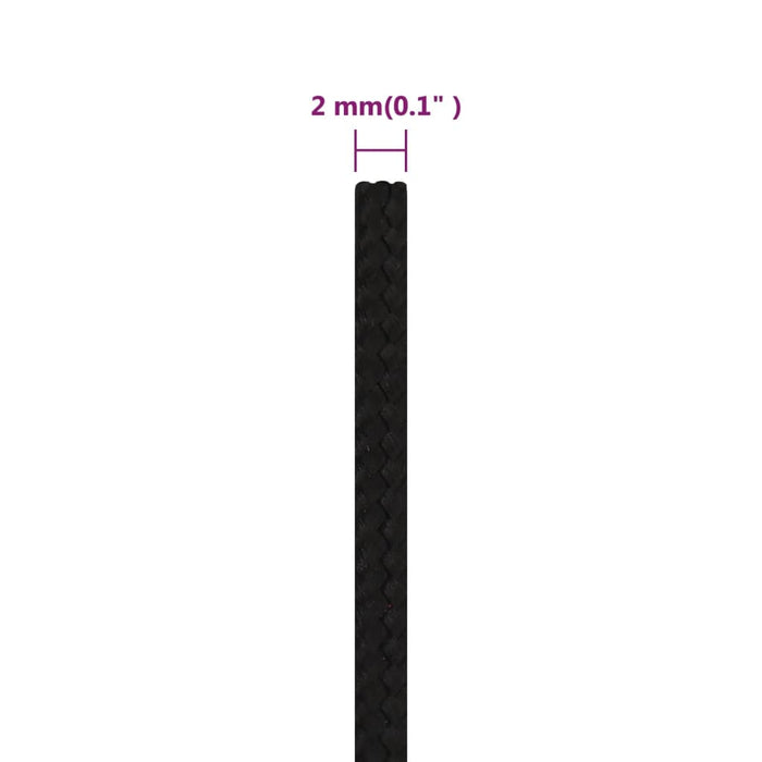 Frânghie de lucru, negru, 2 mm, 100 m, poliester - WALTI WALTI