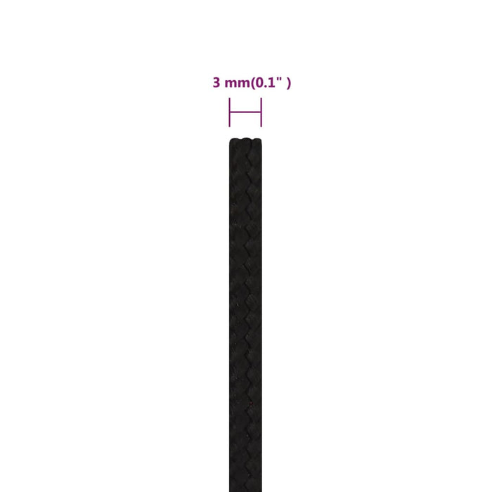 Frânghie de lucru, negru, 3 mm, 50 m, poliester - WALTI WALTI