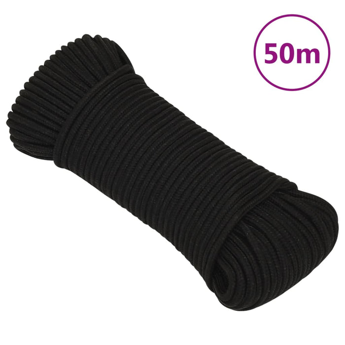 Frânghie de lucru, negru, 4 mm, 50 m, poliester WALTI