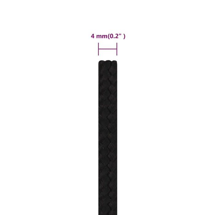 Frânghie de lucru, negru, 4 mm, 500 m, poliester - WALTI WALTI