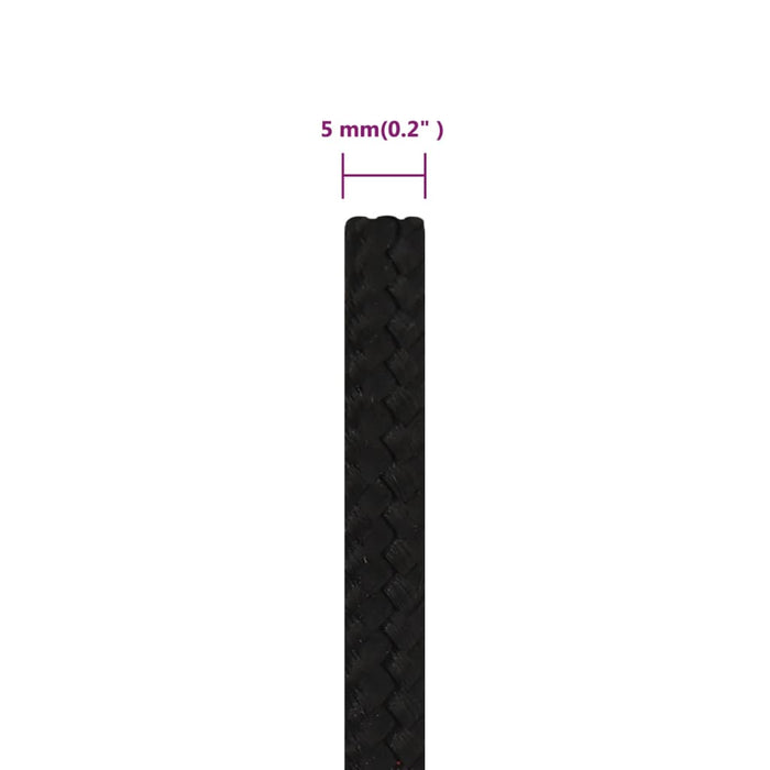 Frânghie de lucru, negru, 5 mm, 25 m, poliester - WALTI WALTI