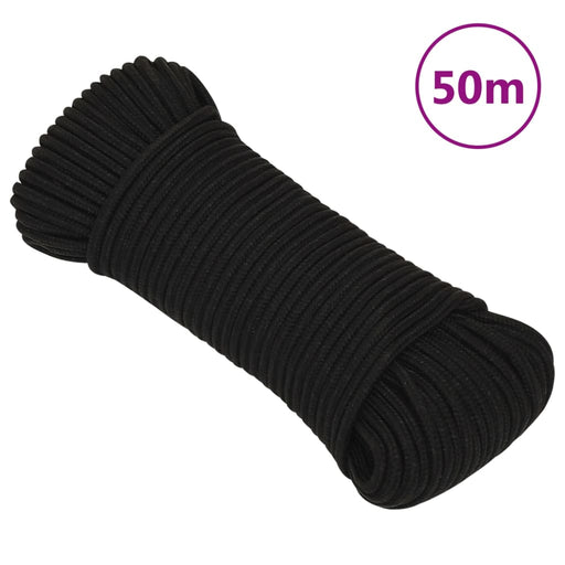 Frânghie de lucru, negru, 5 mm, 50 m, poliester - WALTI WALTI