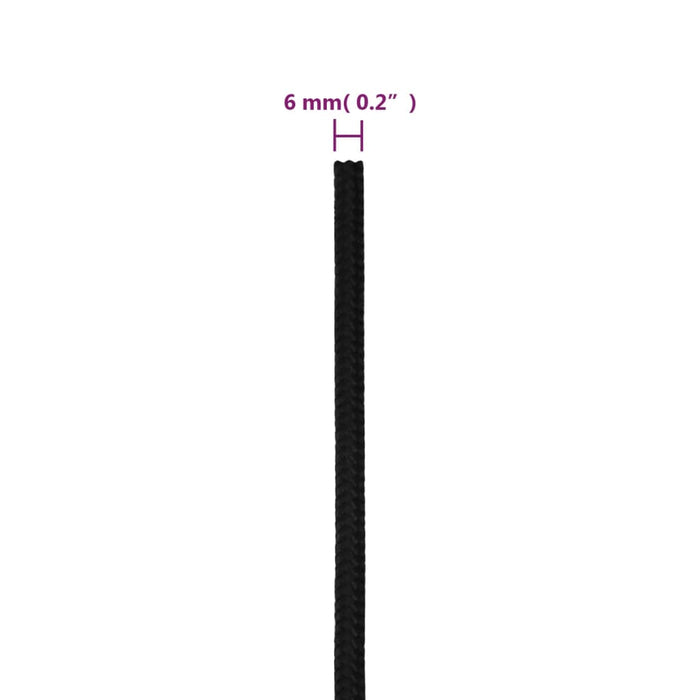 Frânghie de lucru, negru, 6 mm, 250 m, polipropilenă - WALTI WALTI