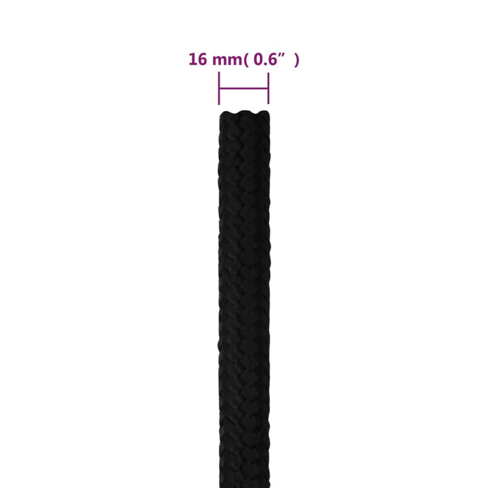 Frânghie de lucru, negru, 16 mm, 50 m, poliester - WALTI WALTI
